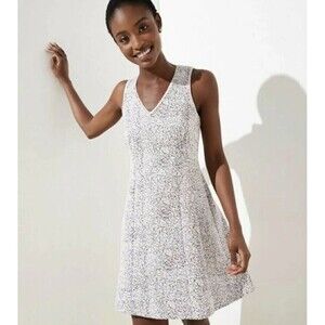 LOFT Women’s Size 0 Rose Knit Jacquard Flare Dress in Layla Pink $79.50 Retail